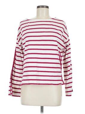 Ann Taylor Loft Women's Long Sleeve Striped Boat Neck Blouse- Size L